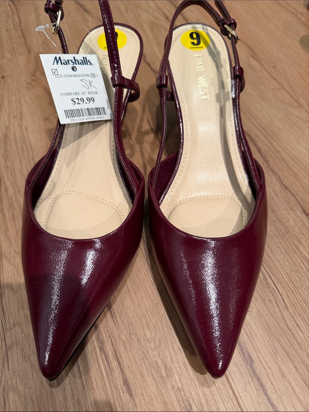 NWT Nine West Wine Pointed Slingback Kitten Heels